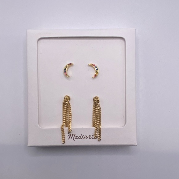Madewell Jewelry - NWT MADWELL two earring gift set with moon and chain earrings